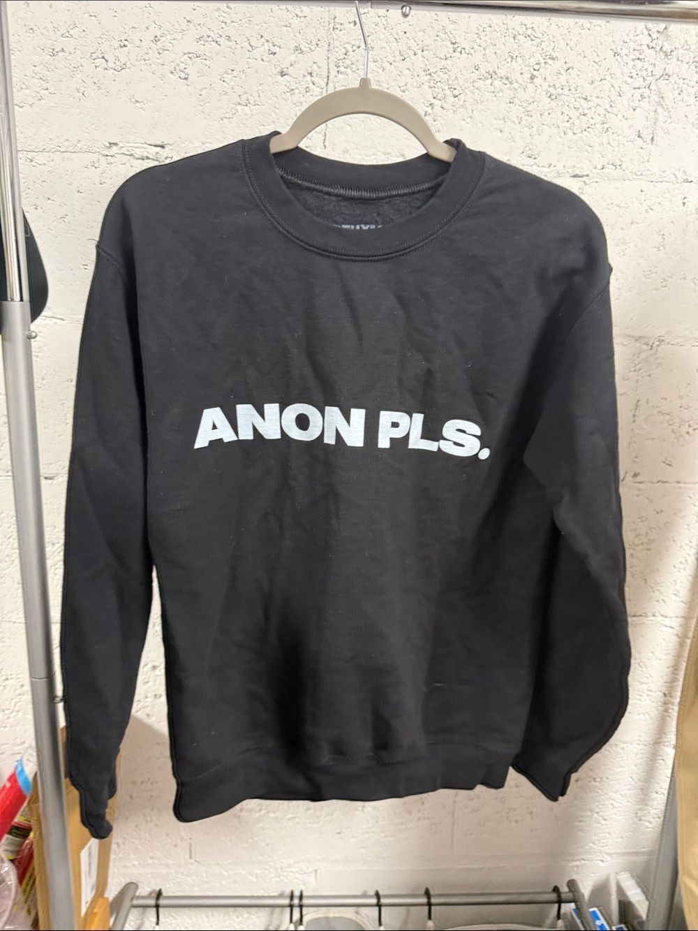 Deuxmoi Anon Pls Black Crewneck Sweater - Size Small - LIKE NEW - Long Sleeve